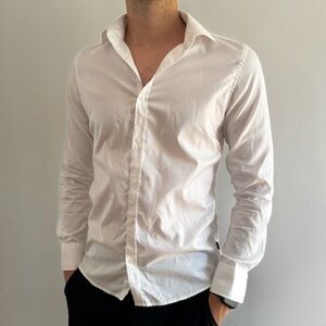 MATINIQUE EASY CARE TROSTOL WHITE BUTTON DOWN SHIRT - S